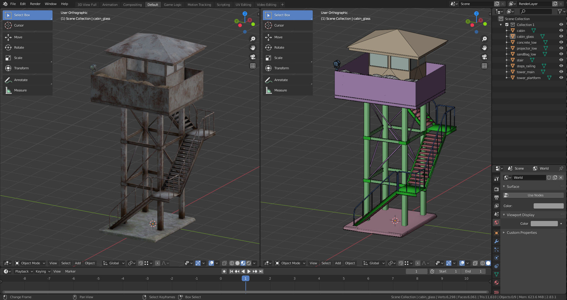 Military Watch Tower Low-poly 3D model_13
