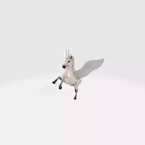 Unicorn with wings flying in air 3D model