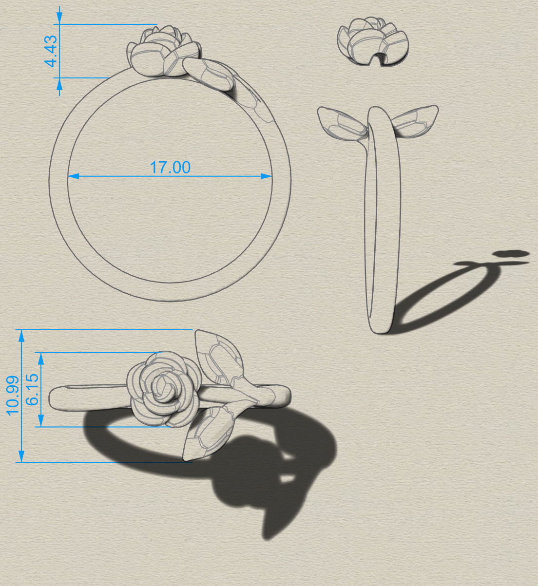 Ring Rose 3D print model_8