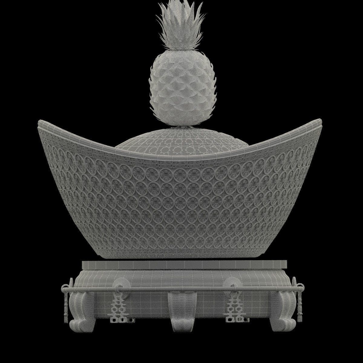 Chinese Gold Ingot 3D model_5