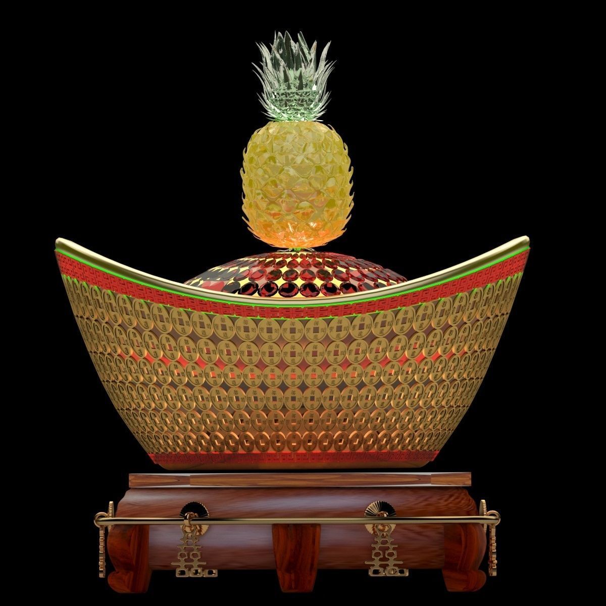 Chinese Gold Ingot 3D model_1