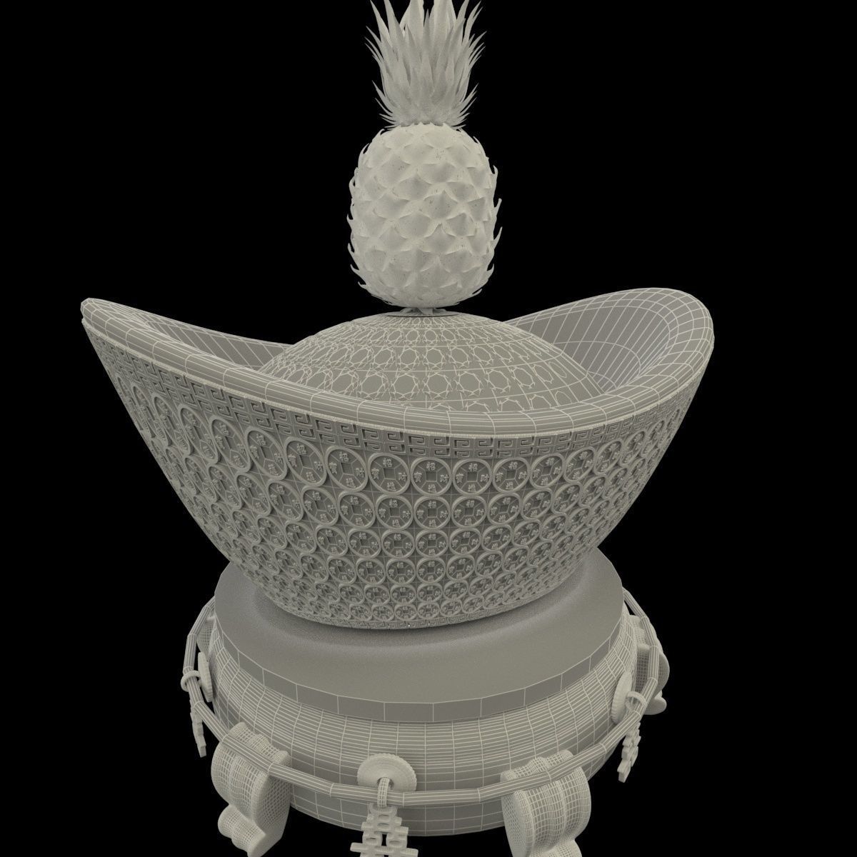 Chinese Gold Ingot 3D model_7