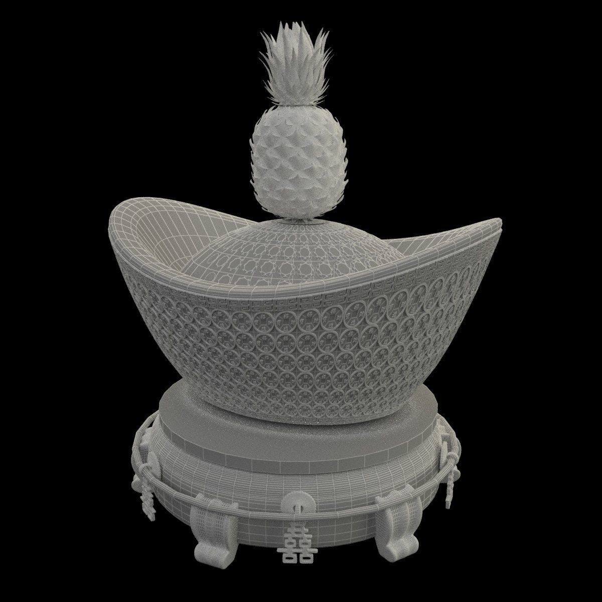 Chinese Gold Ingot 3D model_6