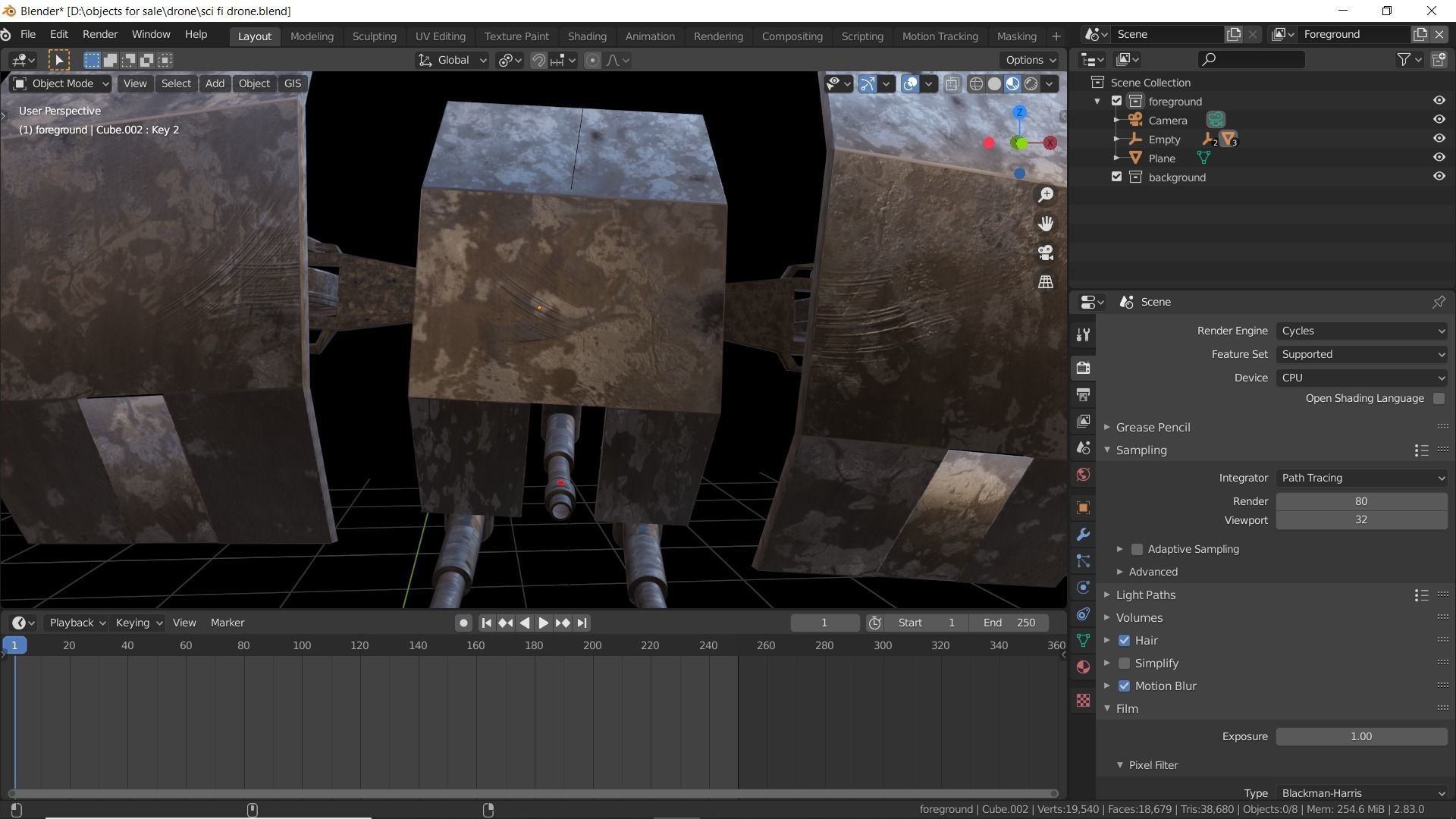Sci-fi drone Low-poly 3D model_7