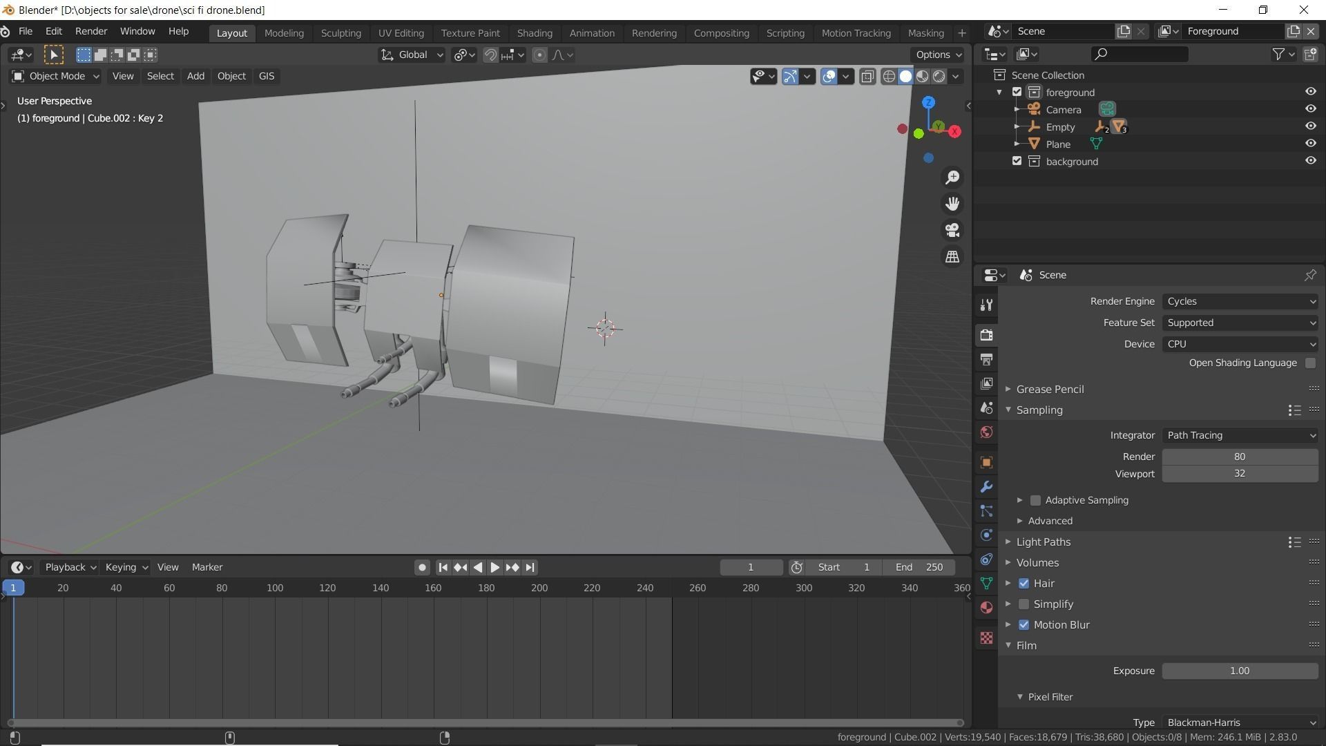 Sci-fi drone Low-poly 3D model_4