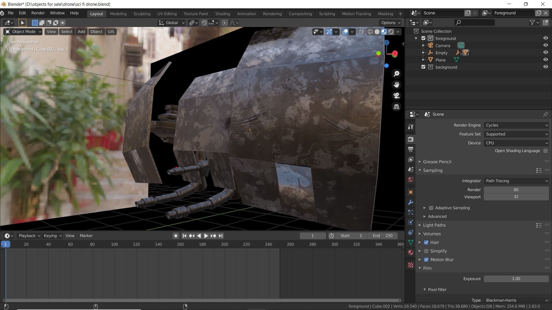 Sci-fi drone Low-poly 3D model_6