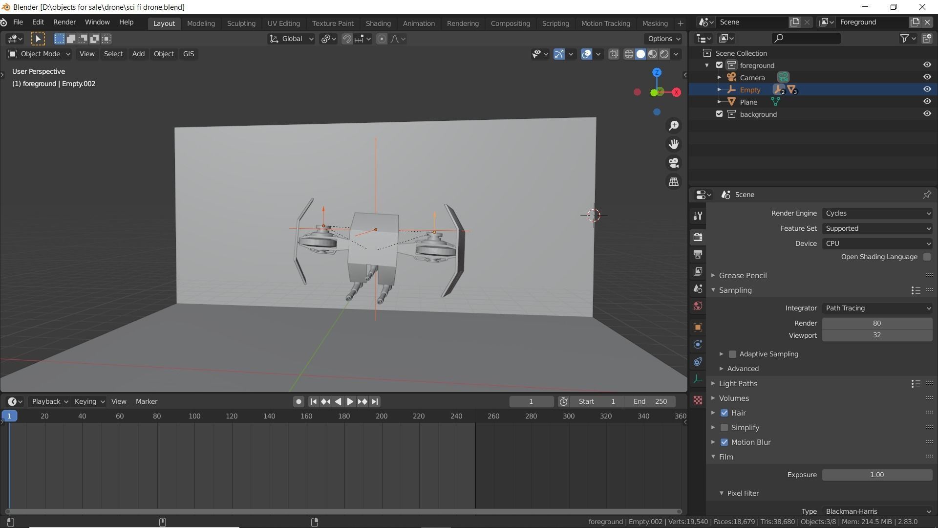 Sci-fi drone Low-poly 3D model_11