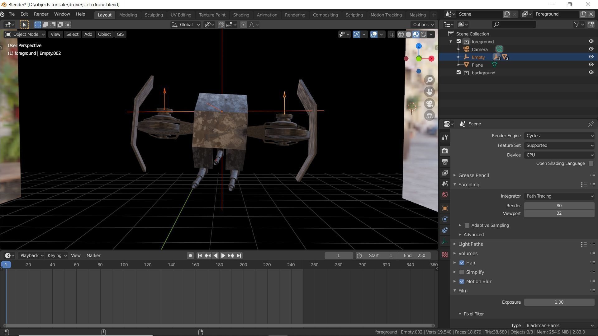 Sci-fi drone Low-poly 3D model_10
