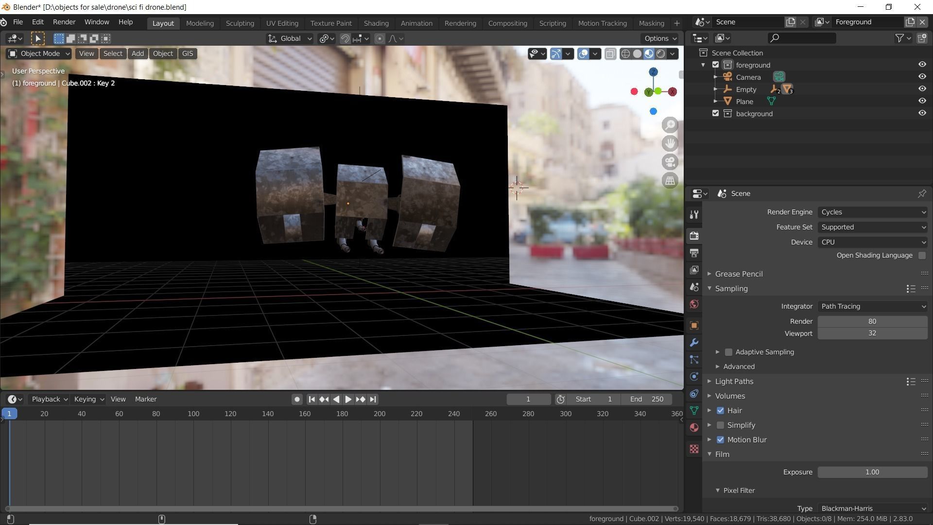 Sci-fi drone Low-poly 3D model_5