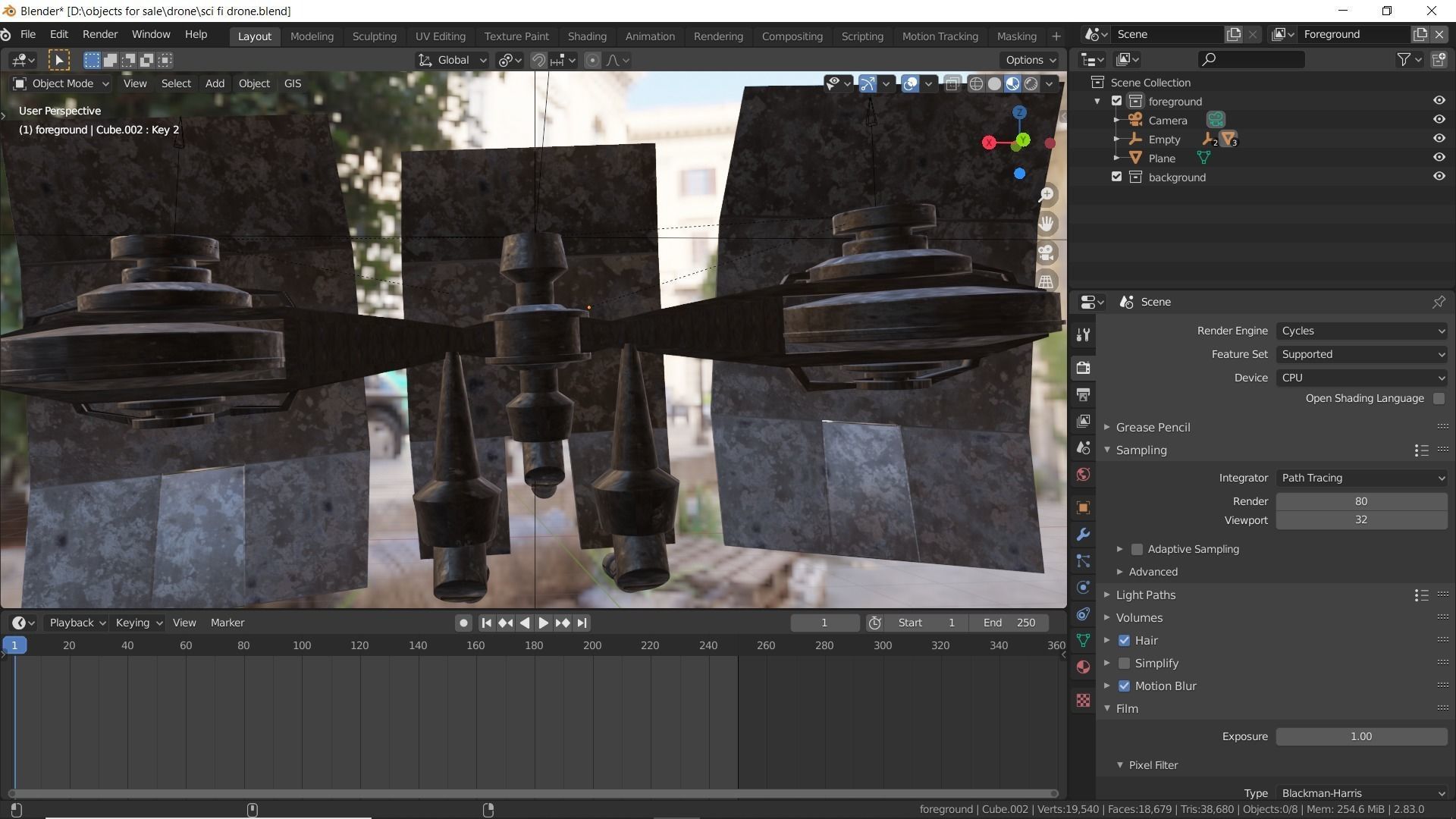 Sci-fi drone Low-poly 3D model_9