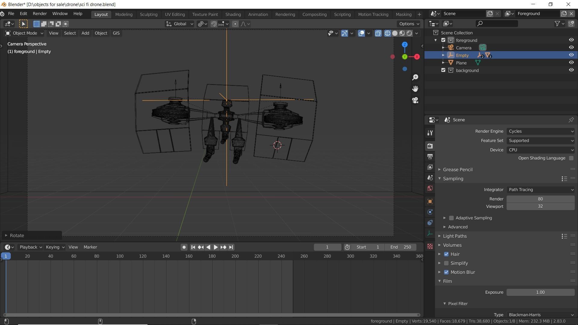 Sci-fi drone Low-poly 3D model_3