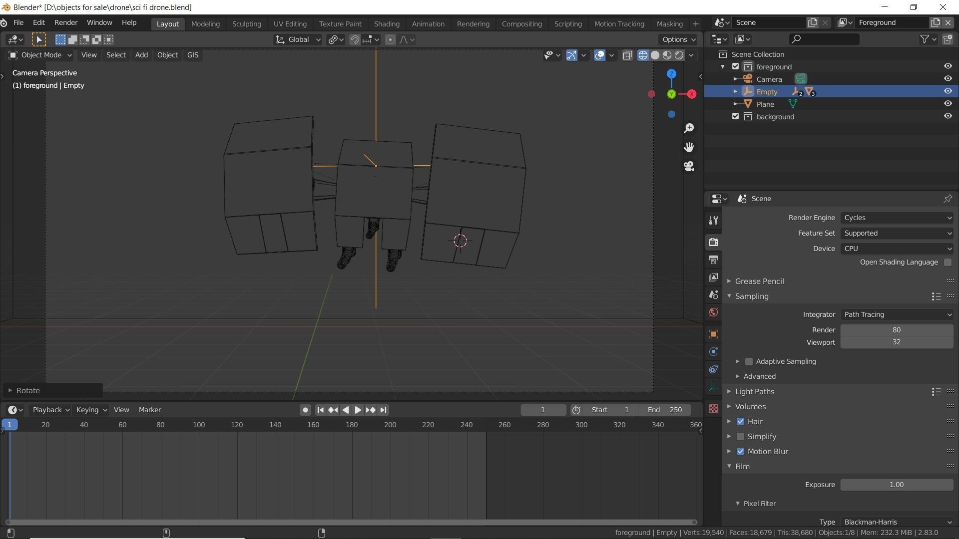 Sci-fi drone Low-poly 3D model_2