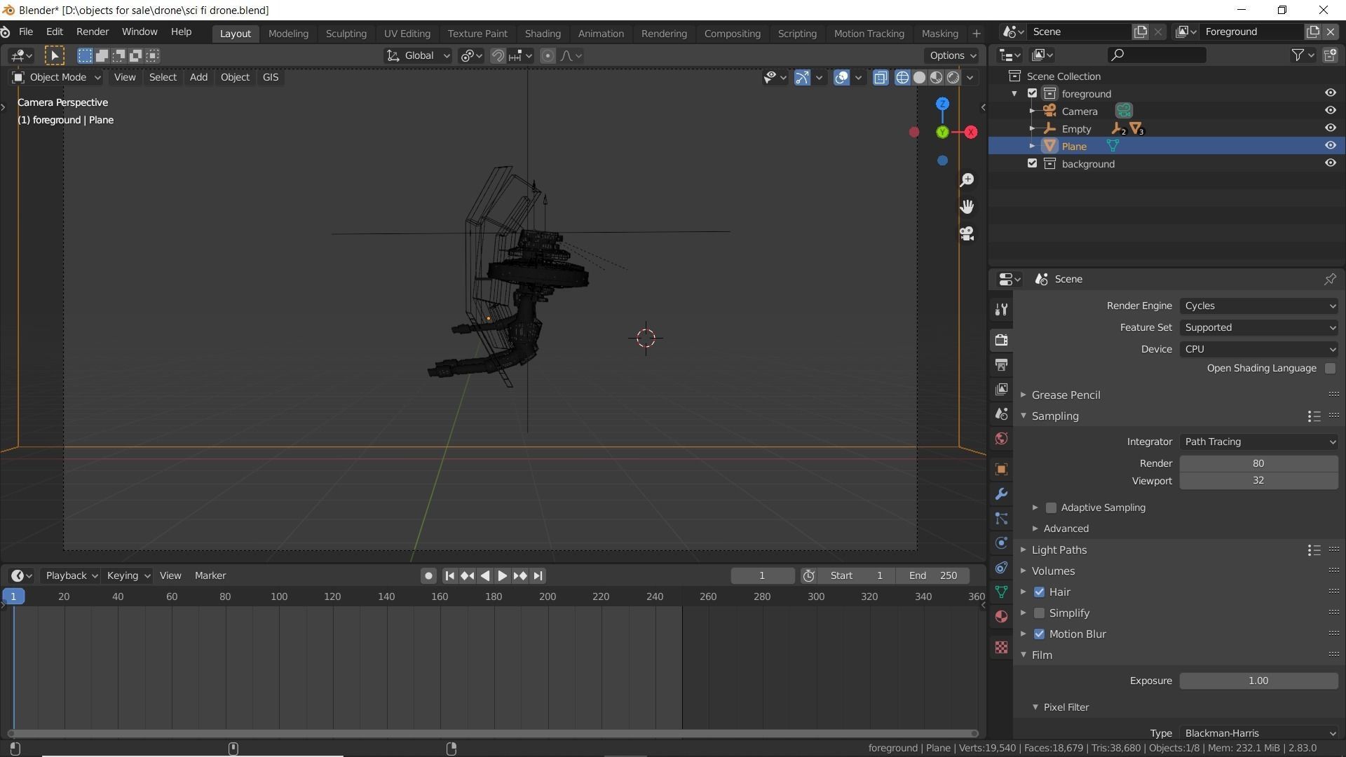 Sci-fi drone Low-poly 3D model_8