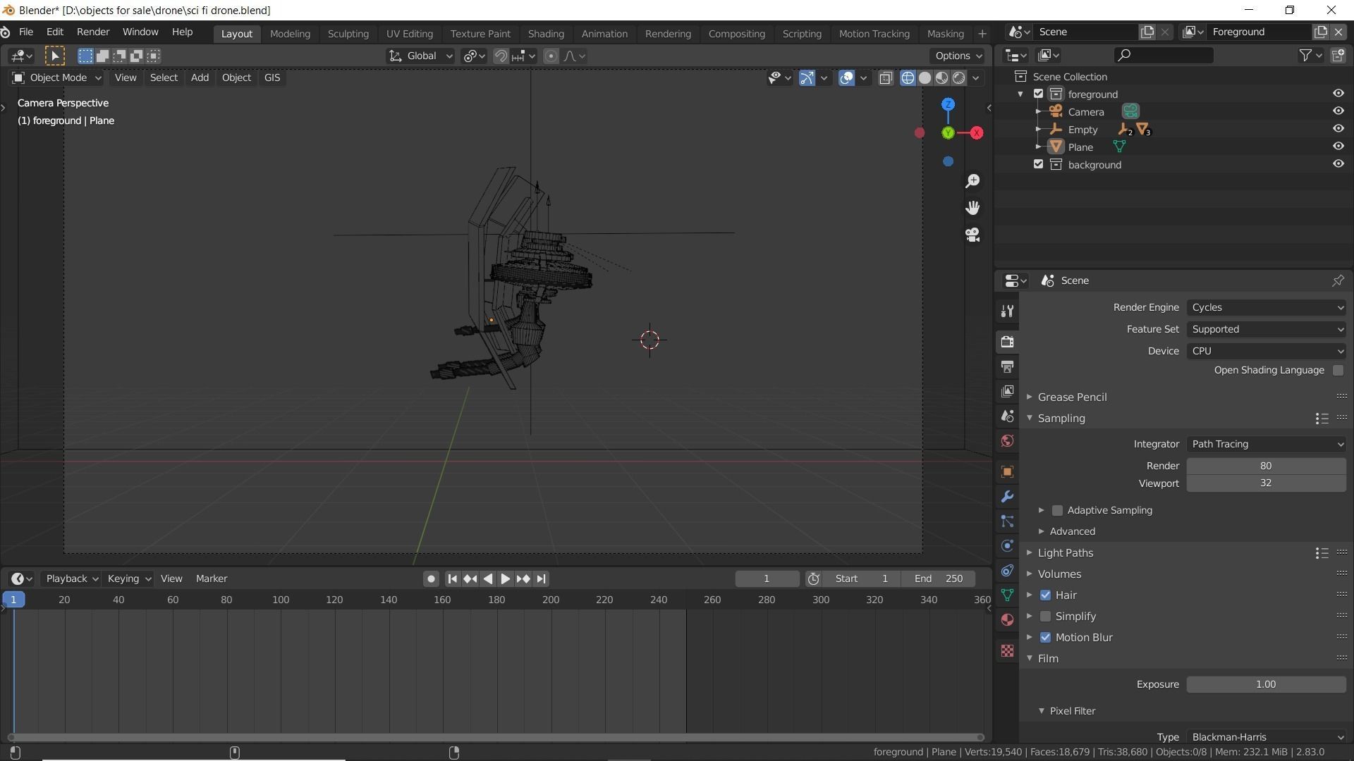 Sci-fi drone Low-poly 3D model_1