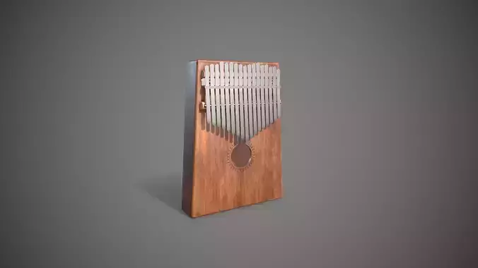 Kalimba wooden musical instrument Low-poly 3D model