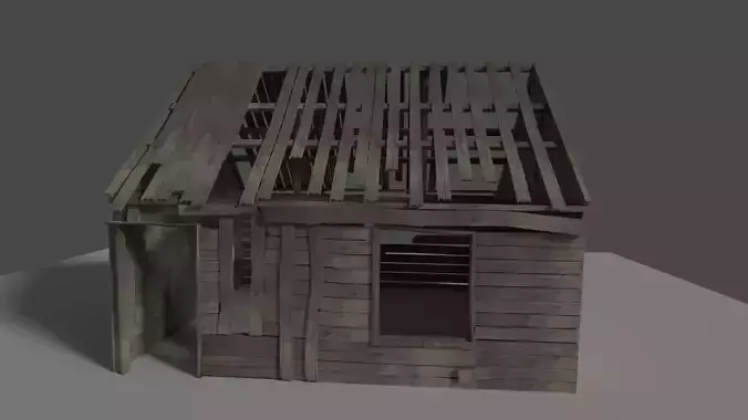 Shack old wooden house with roof Low-poly 3D model