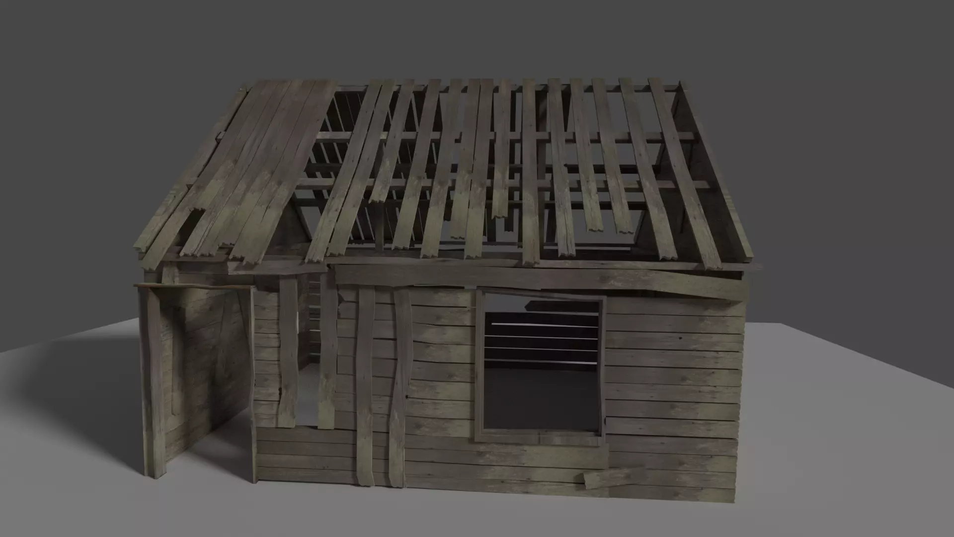 Shack old wooden house with roof Low-poly 3D model