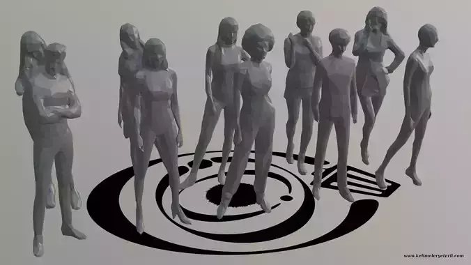 Low Poly People Pack 003 - 10 Pieces R 3D Model Collection