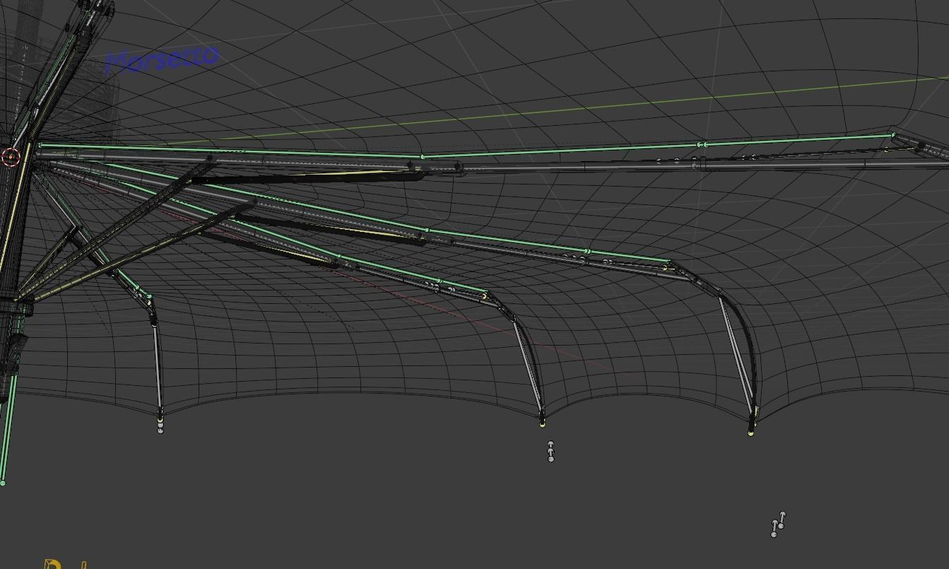 Outdoor Umbrella Fully Rigged 3D model_3