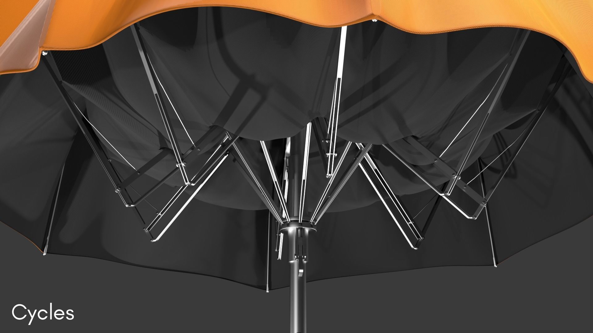 Outdoor Umbrella Fully Rigged 3D model_6