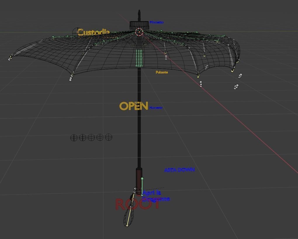 Outdoor Umbrella Fully Rigged 3D model_2