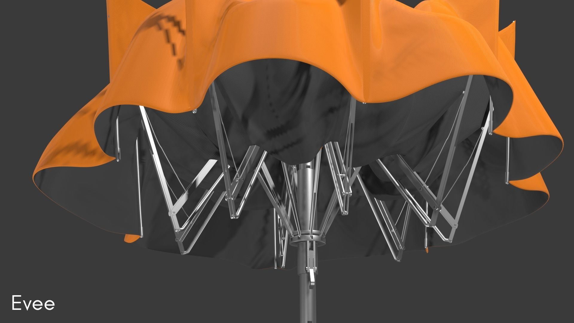 Outdoor Umbrella Fully Rigged 3D model_11