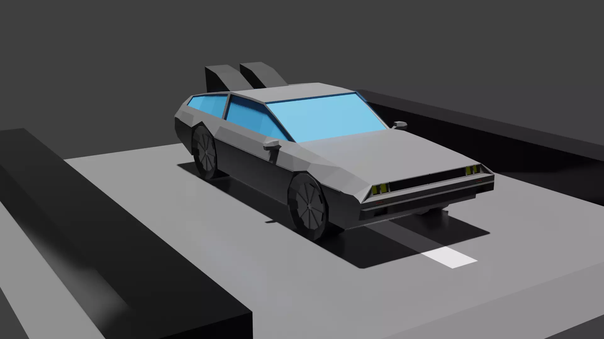 DeLorean Low poly back to future car Low-poly 3D model_0