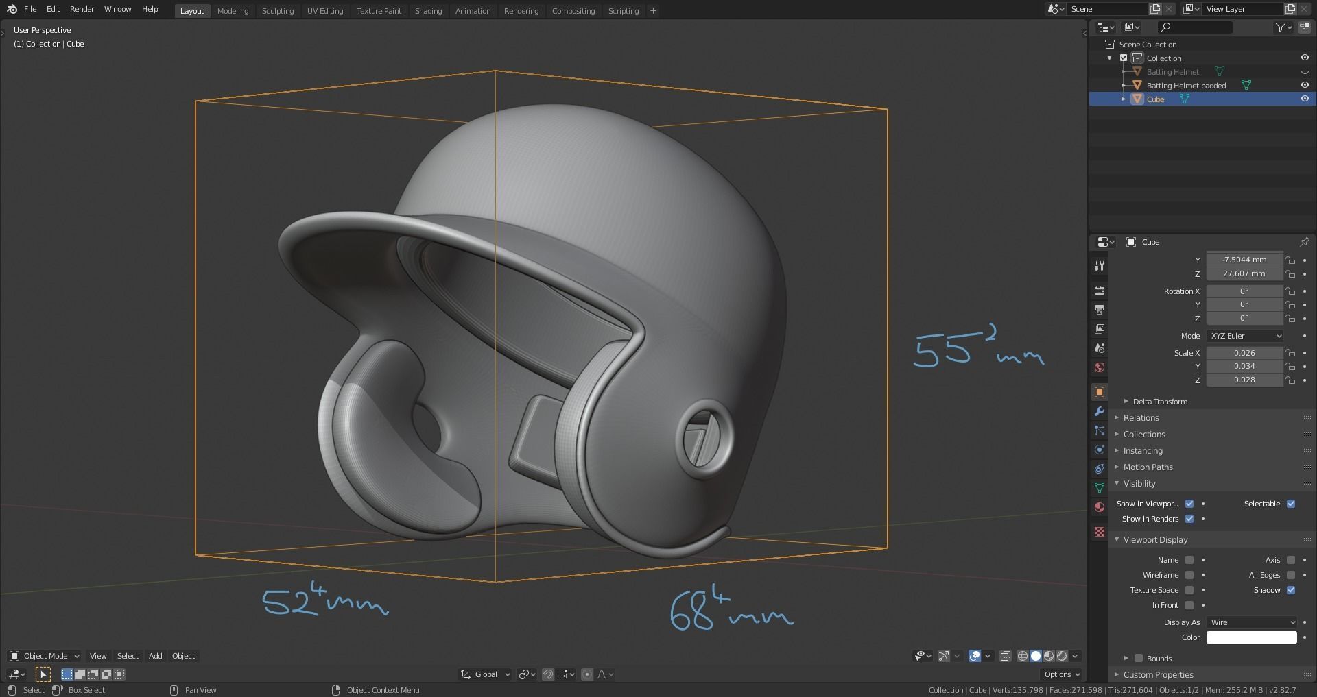 Batting helmet 3D print model_4