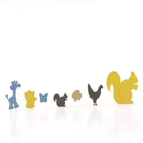 Animals 5 zoo animal wall decals 3D model