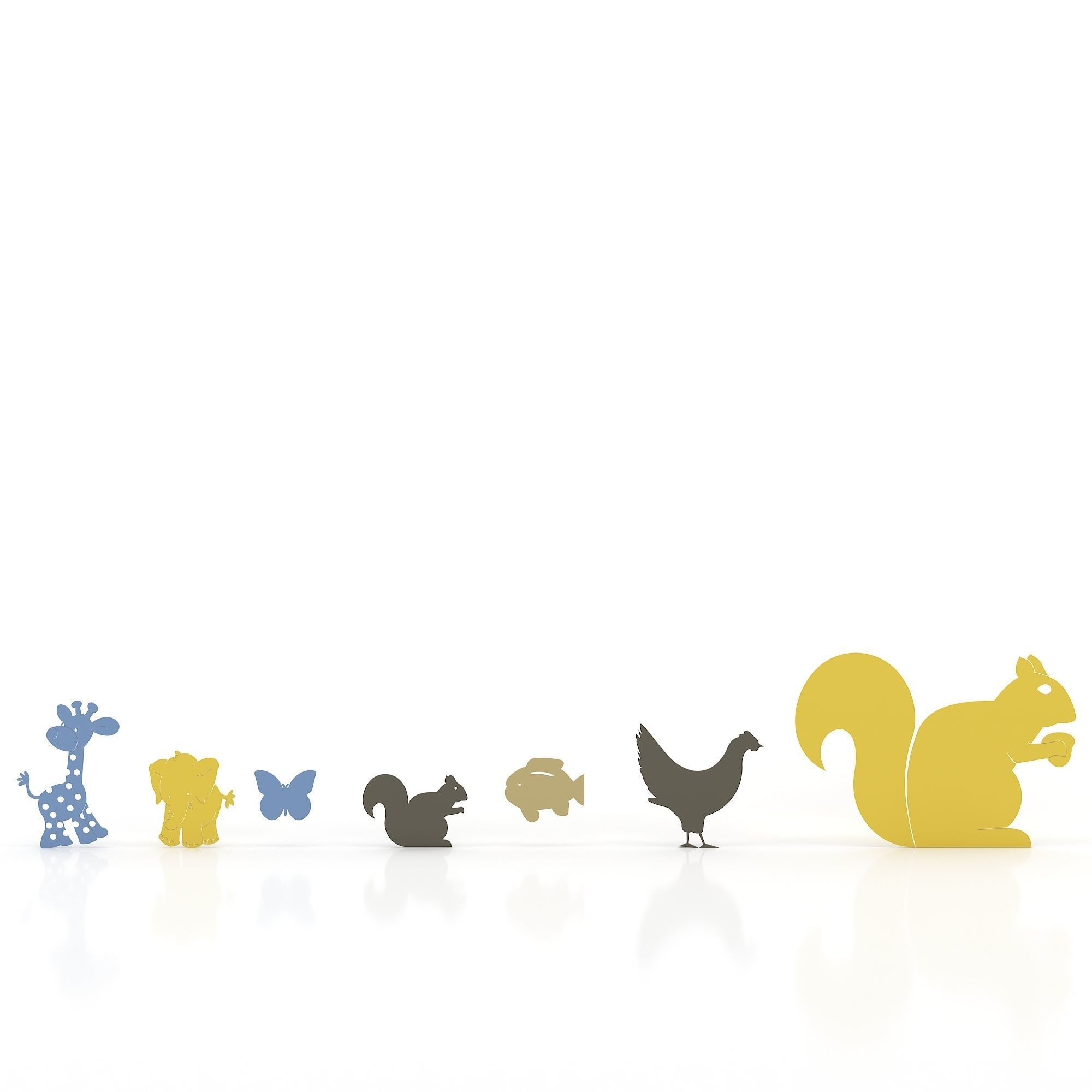 Animals 5 zoo animal wall decals 3D model_1