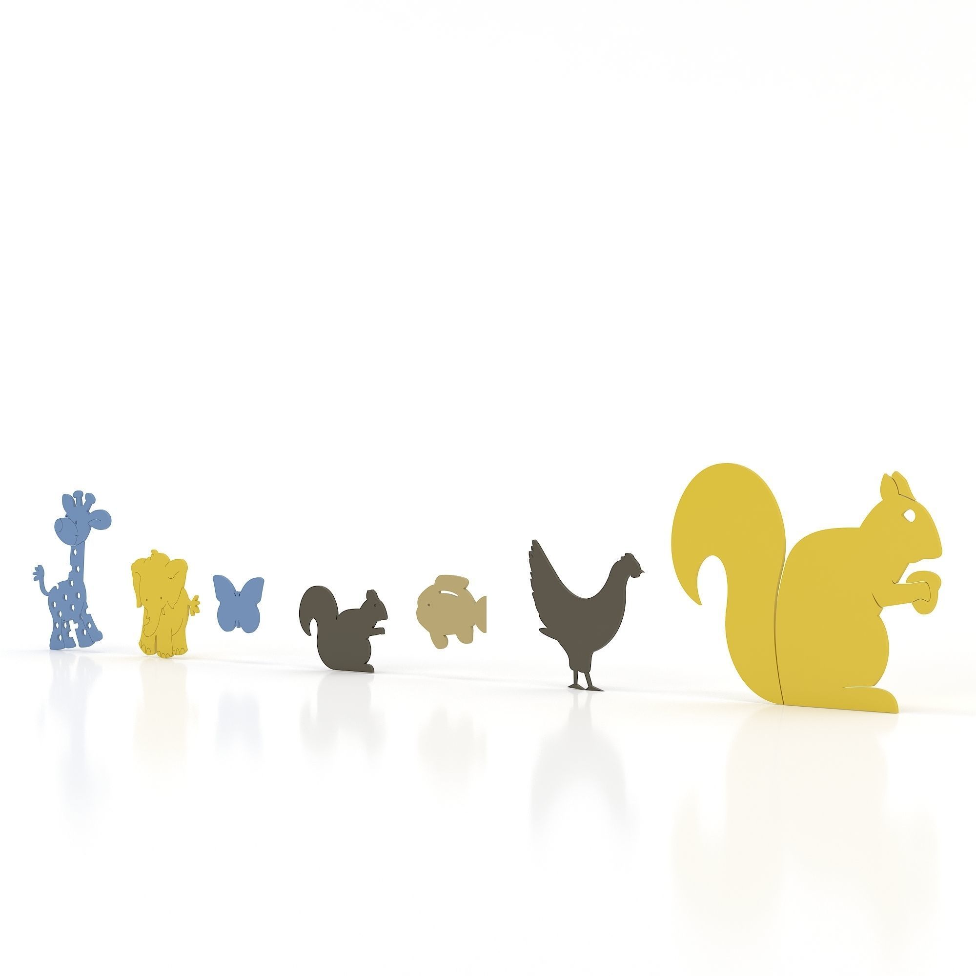 Animals 5 zoo animal wall decals 3D model_2