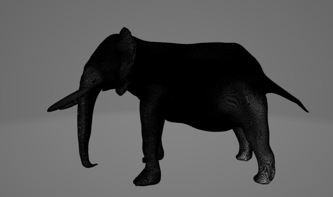 Elephant with long tusks 3D model_6