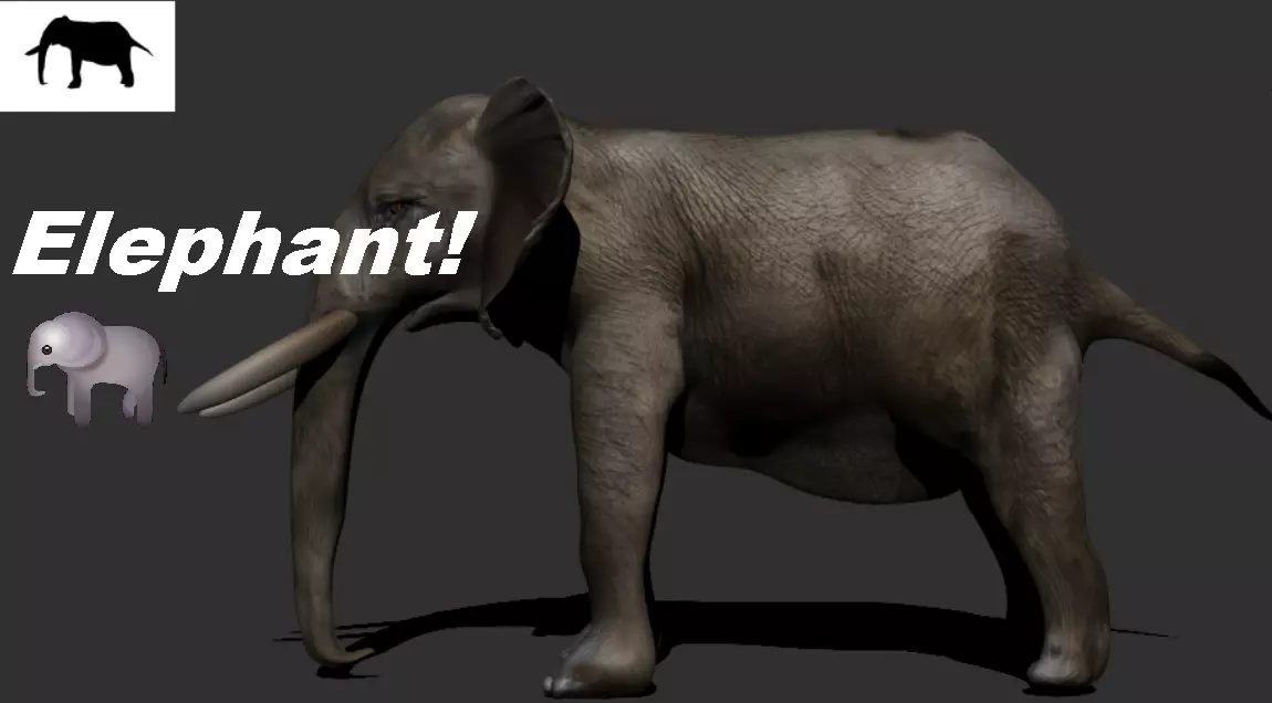 Elephant with long tusks 3D model_0