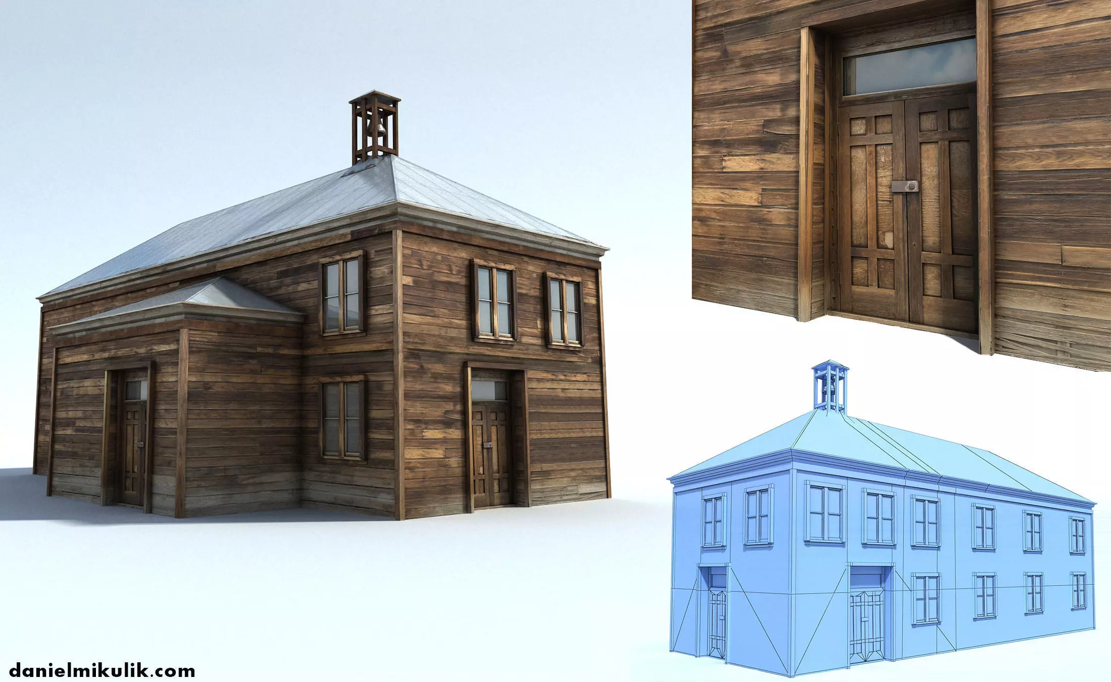 Low Poly Wild West School Low-poly 3D model_0