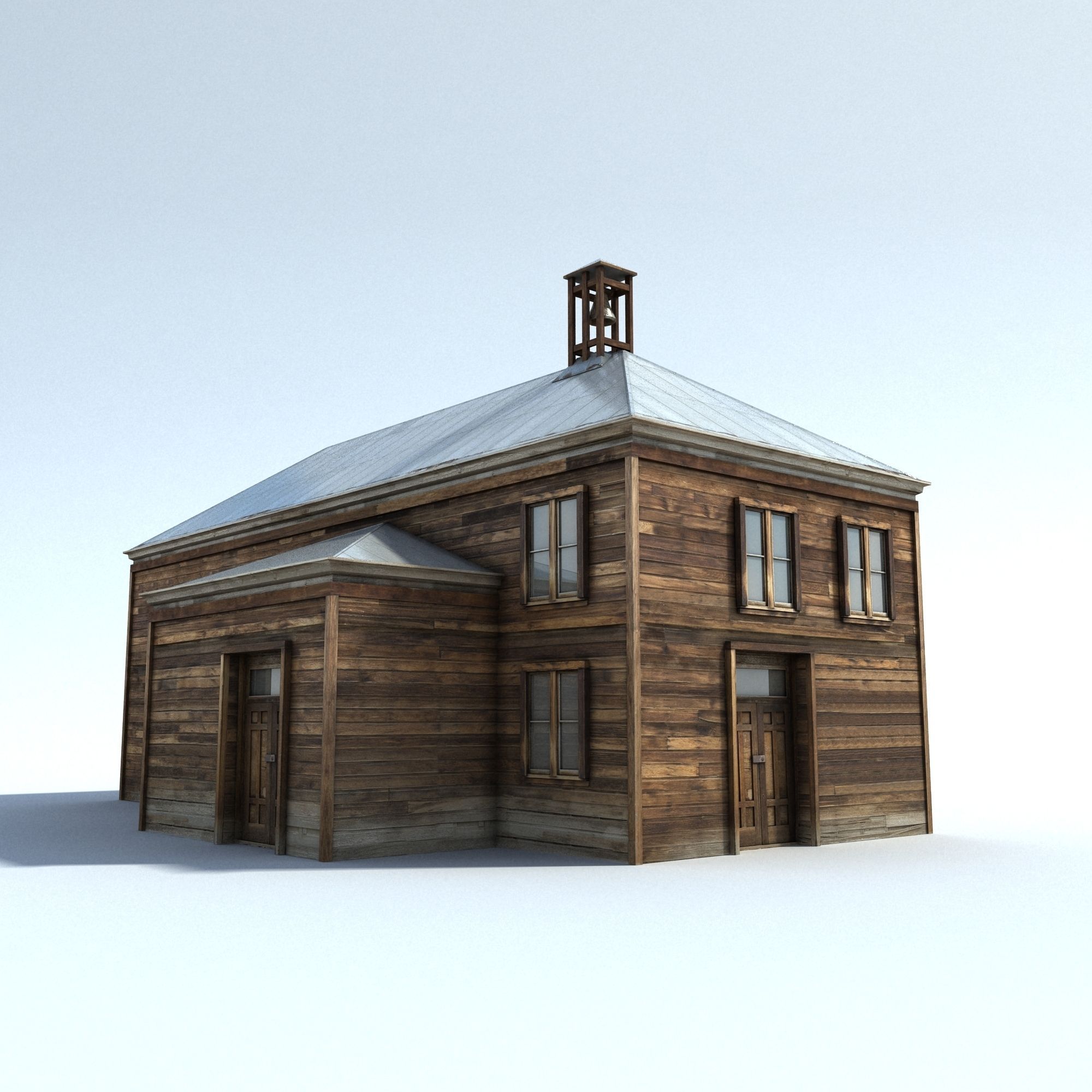 Low Poly Wild West School Low-poly 3D model_2
