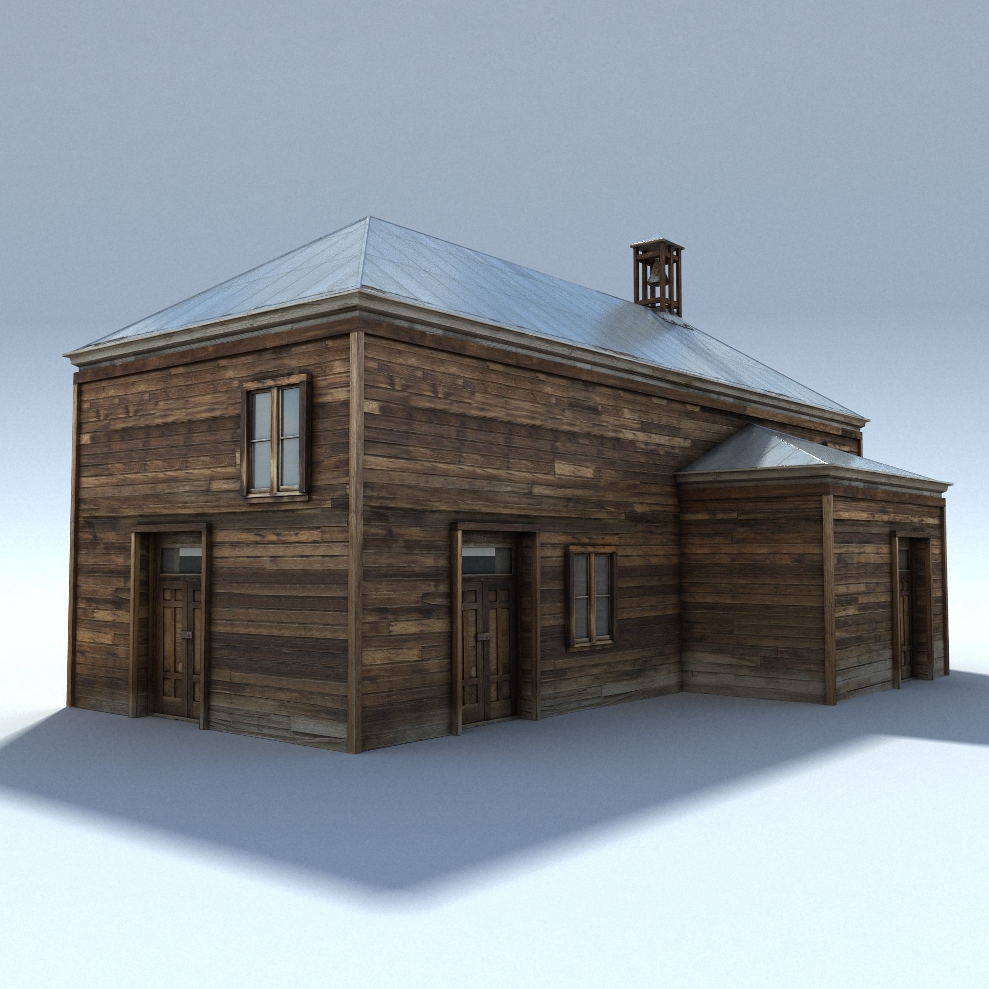 Low Poly Wild West School Low-poly 3D model_4