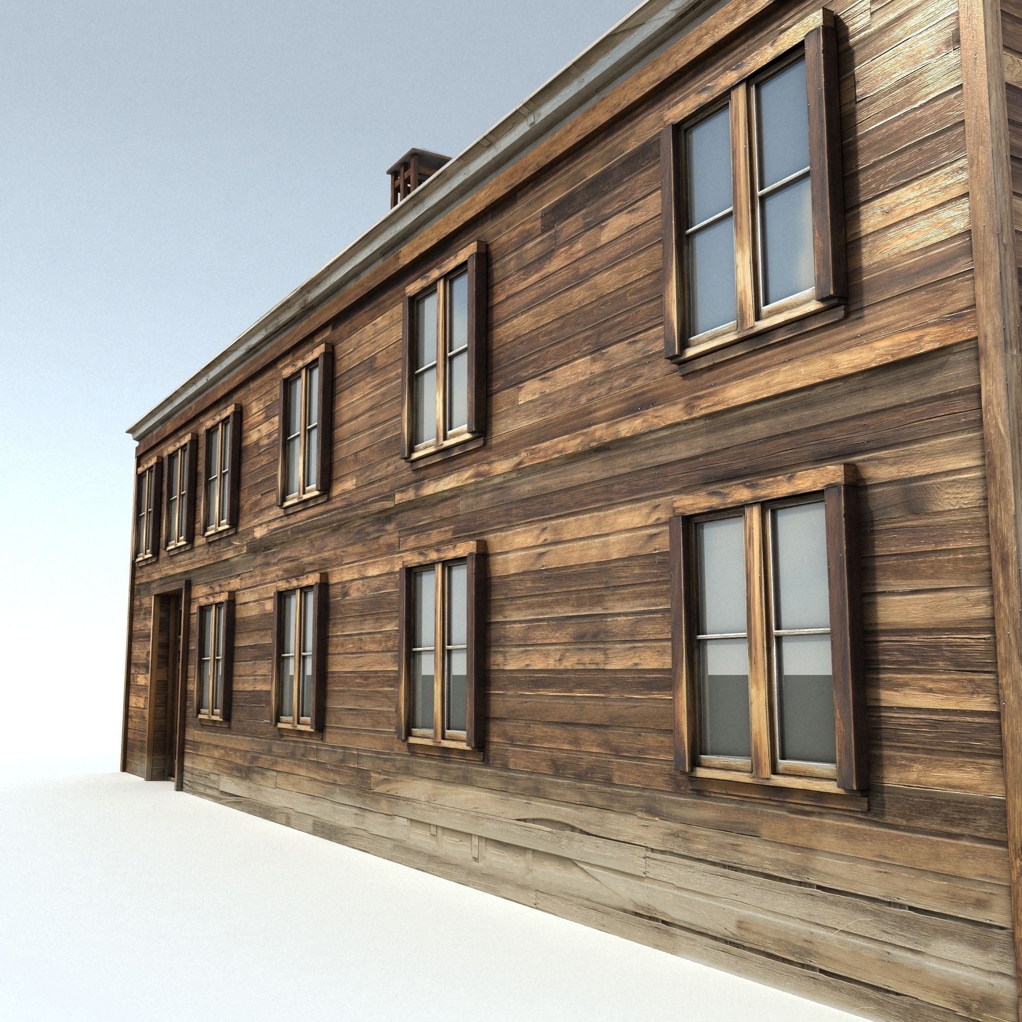 Low Poly Wild West School Low-poly 3D model_5