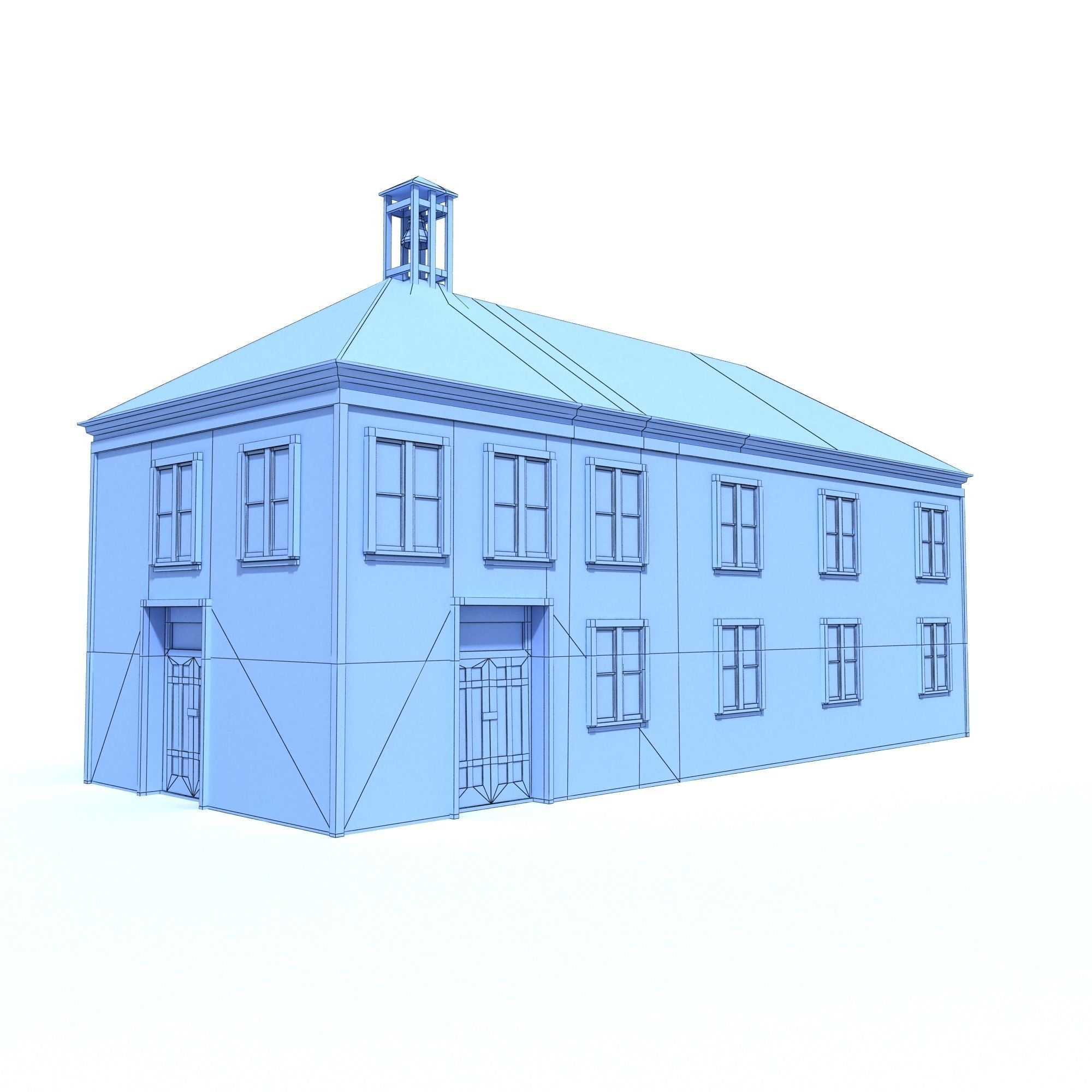 Low Poly Wild West School Low-poly 3D model_13