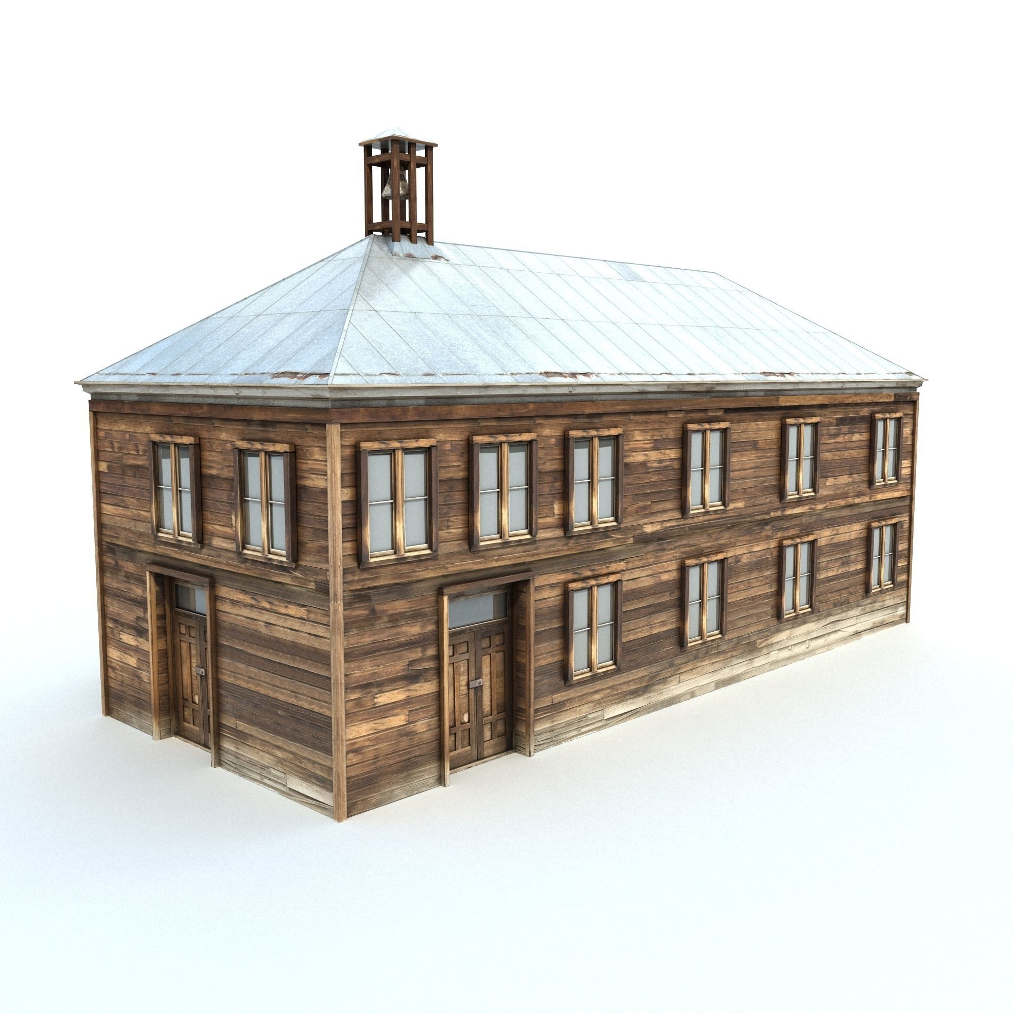 Low Poly Wild West School Low-poly 3D model_1