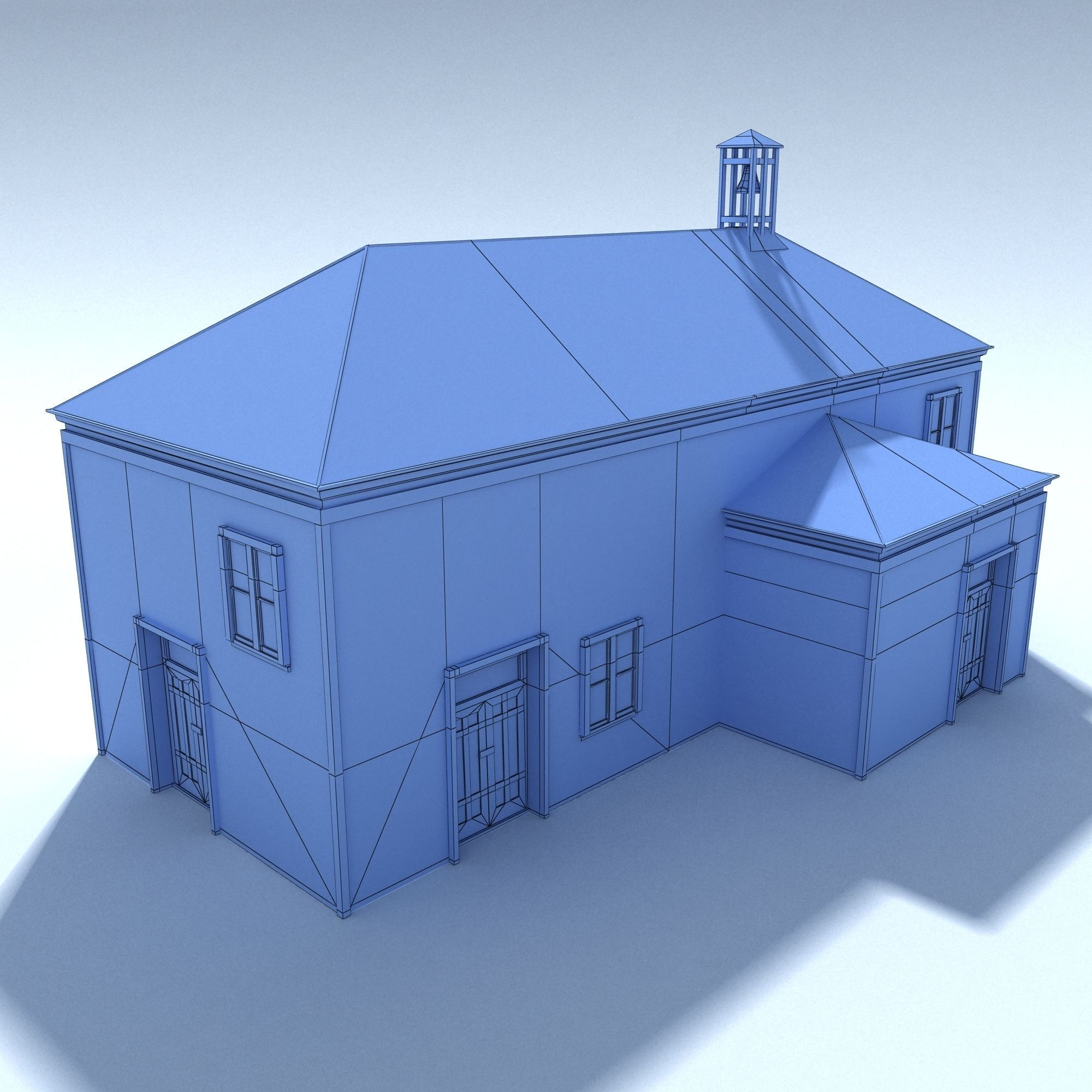Low Poly Wild West School Low-poly 3D model_8