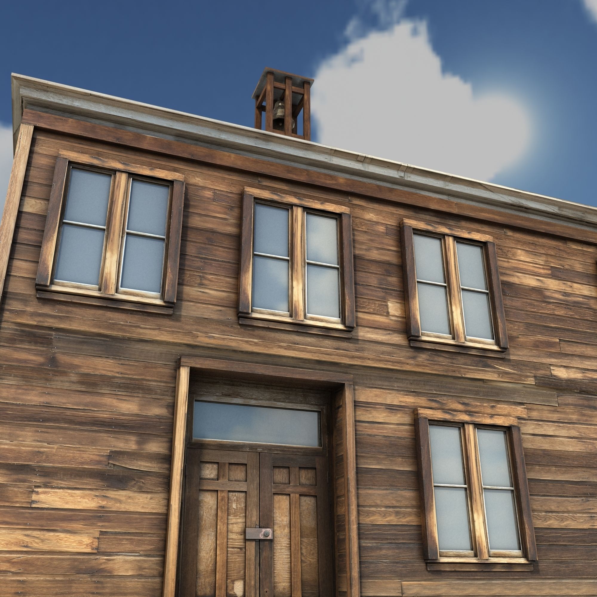 Low Poly Wild West School Low-poly 3D model_6