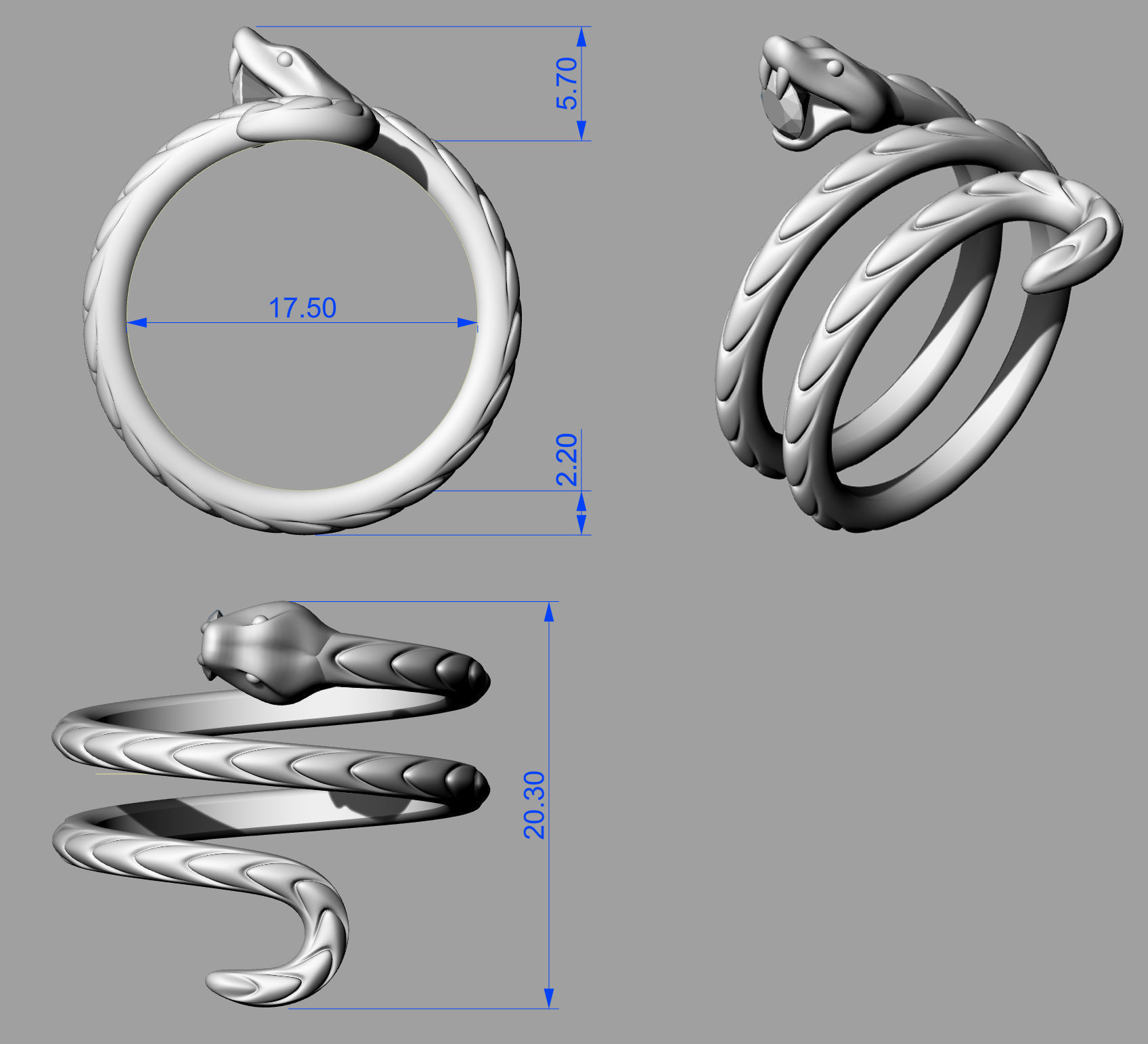 Ring Snake 3D print model_10