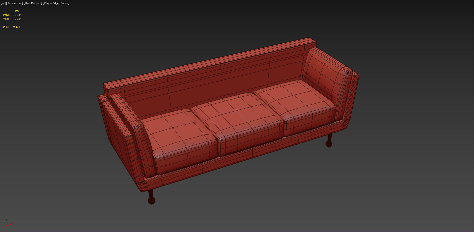 Sofa contemporary Low-poly 3D model_2