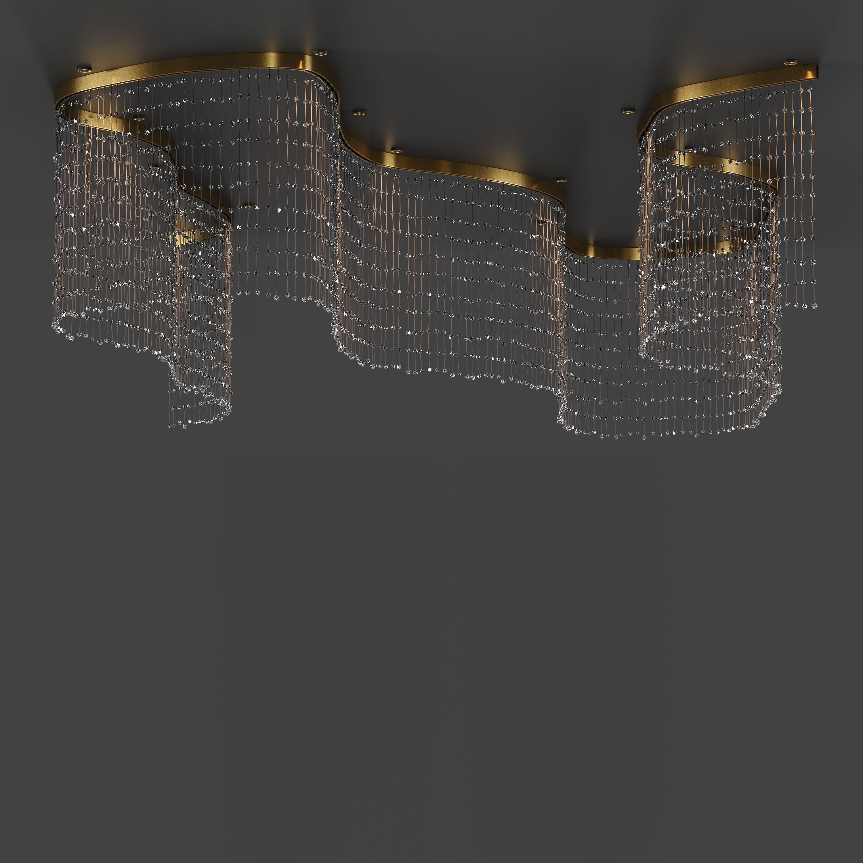 Adjustable Crystal String Chandelier Low-poly 3D model_2