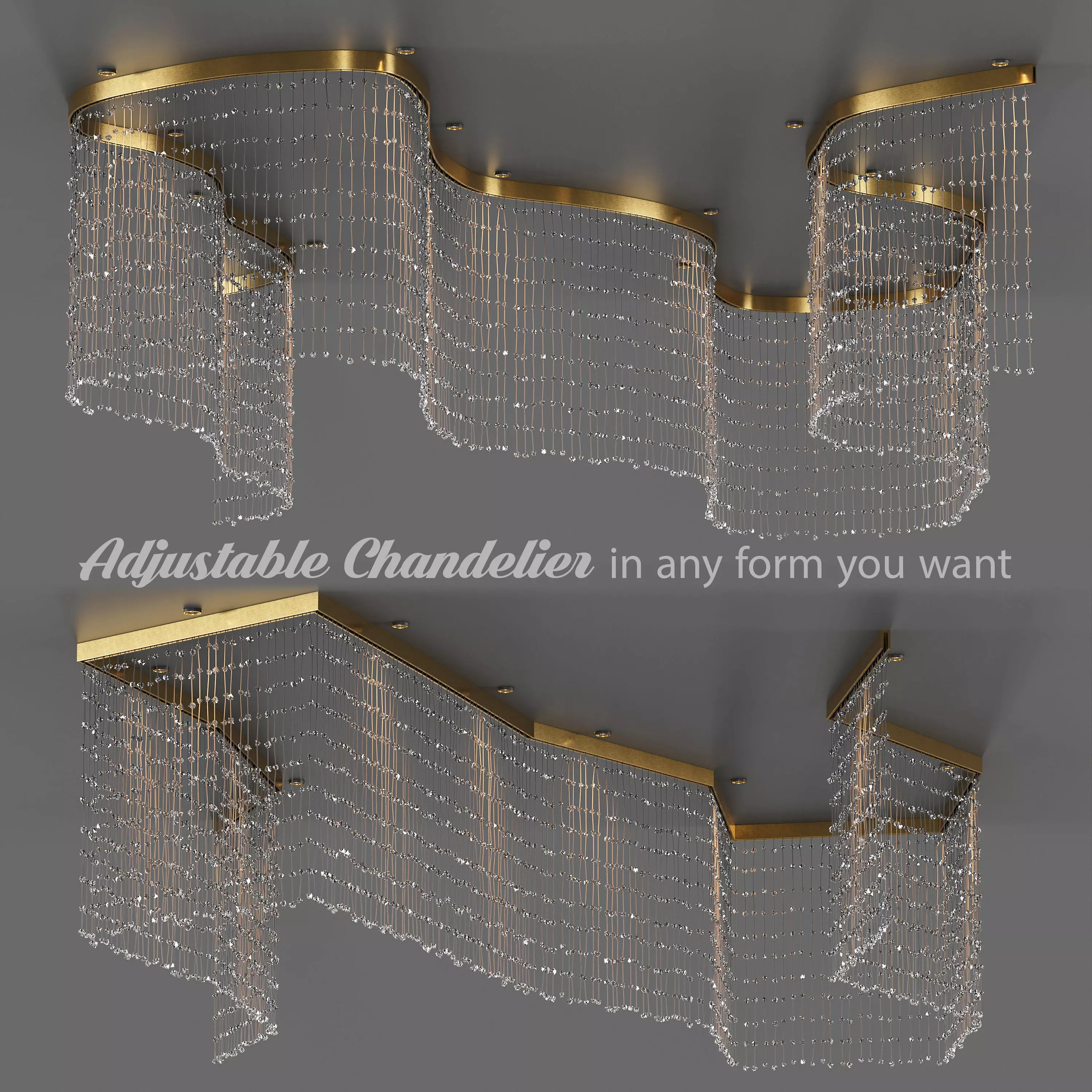 Adjustable Crystal String Chandelier Low-poly 3D model_0