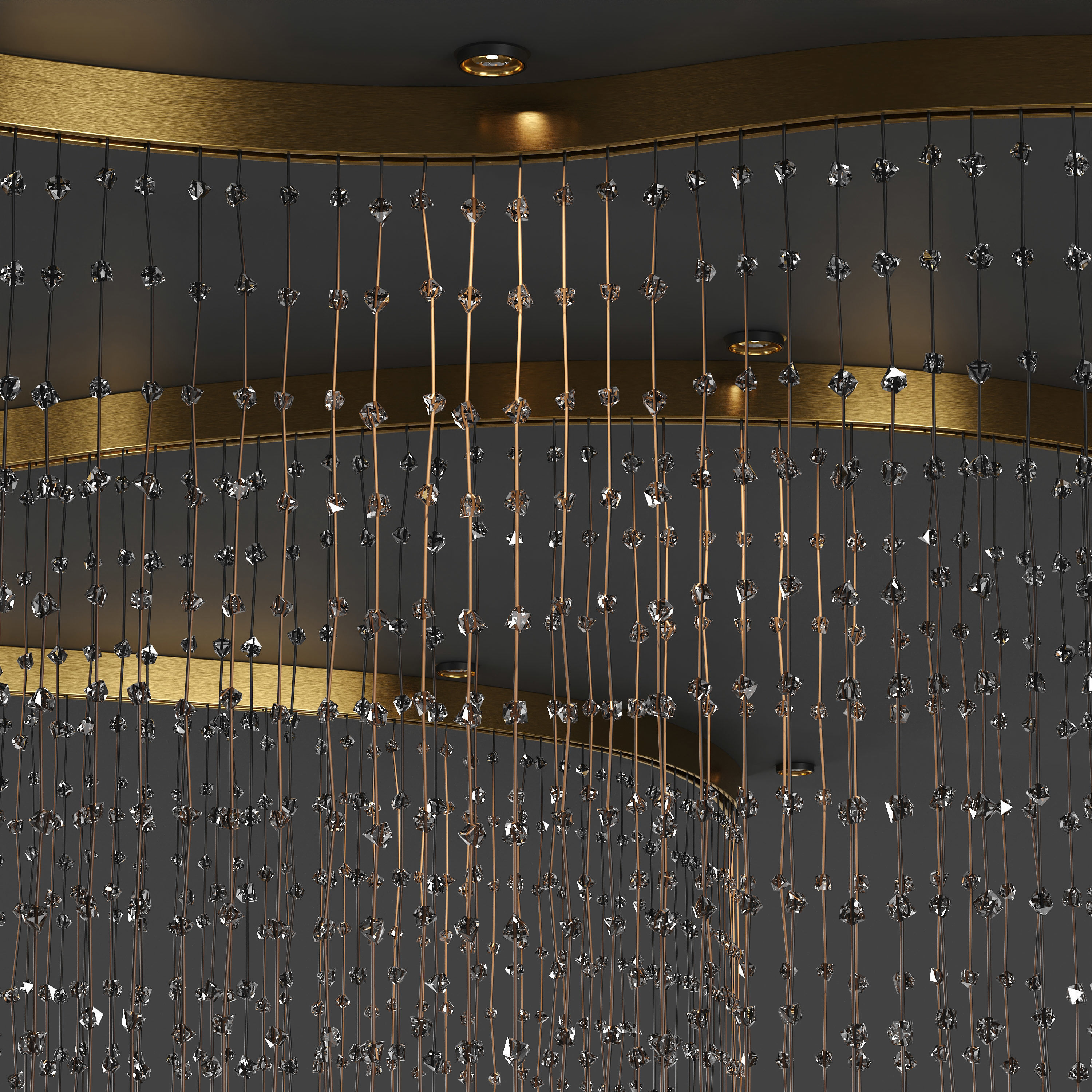 Adjustable Crystal String Chandelier Low-poly 3D model_4