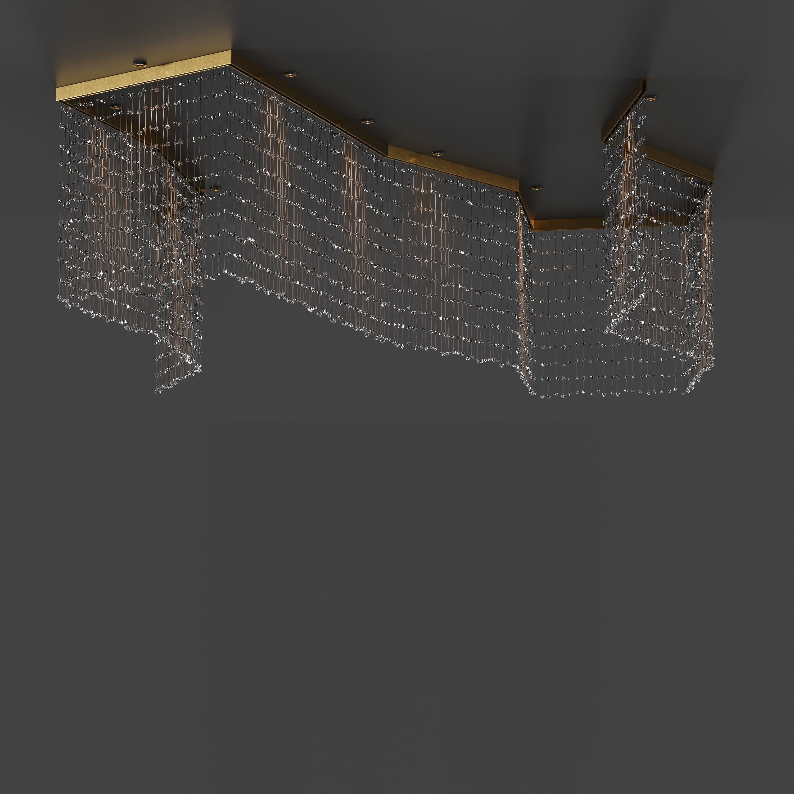 Adjustable Crystal String Chandelier Low-poly 3D model_3