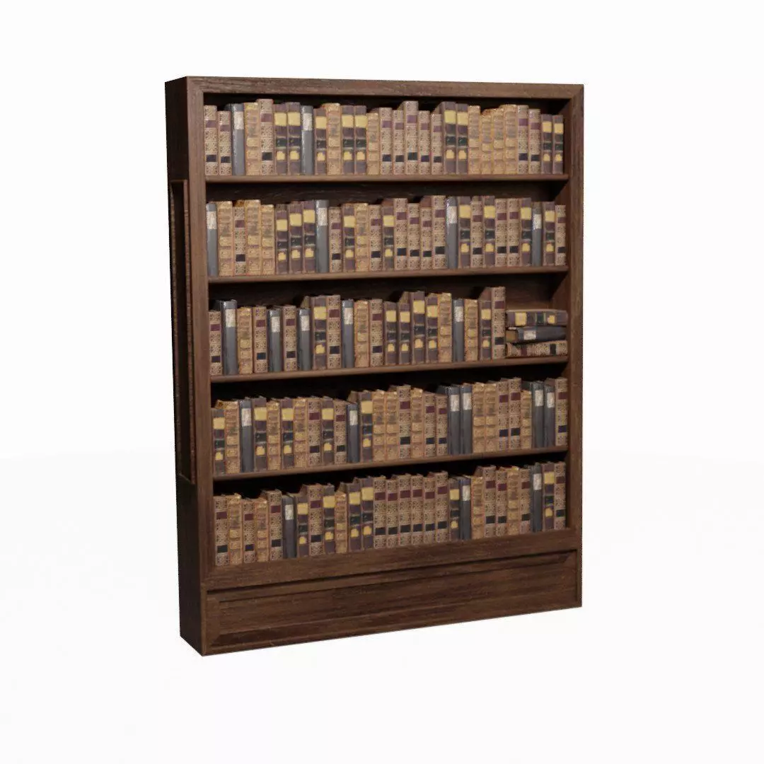 books wooden bookcase 3D model_0