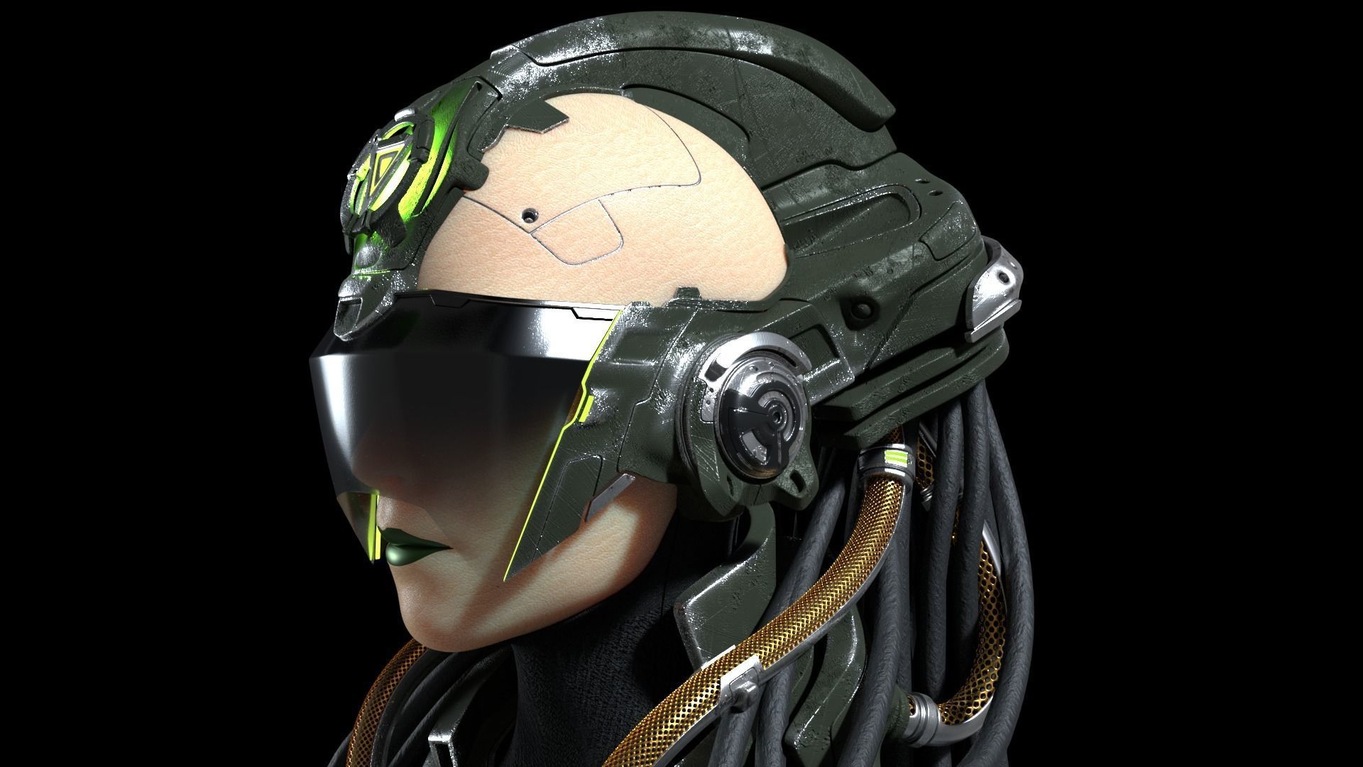 Cyborg Android Girl machine Low-poly 3D model_3