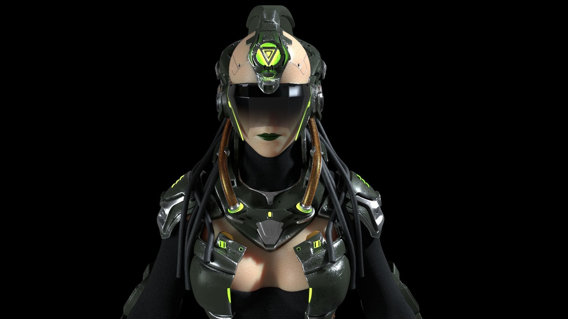 Cyborg Android Girl machine Low-poly 3D model_4